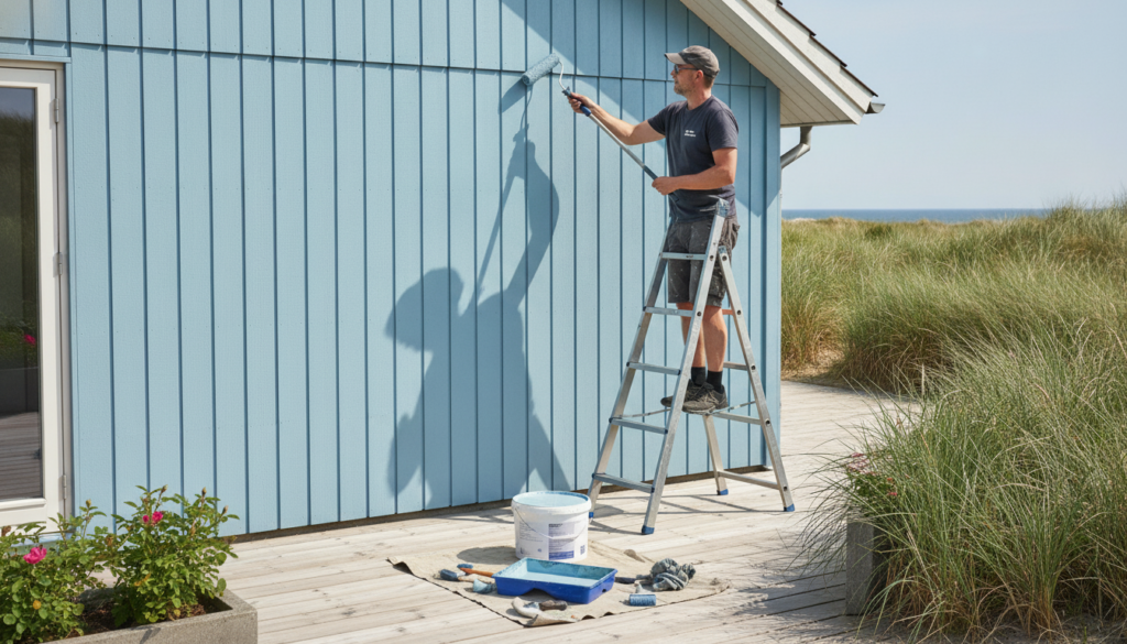 Udvendig maling af sommerhus i Søndervig – professionel maler